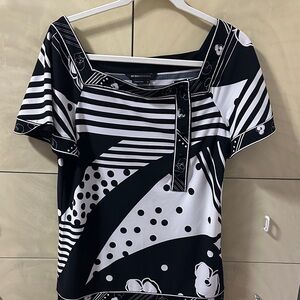 BCBGMaxAzria Black and White Patterned Blouse